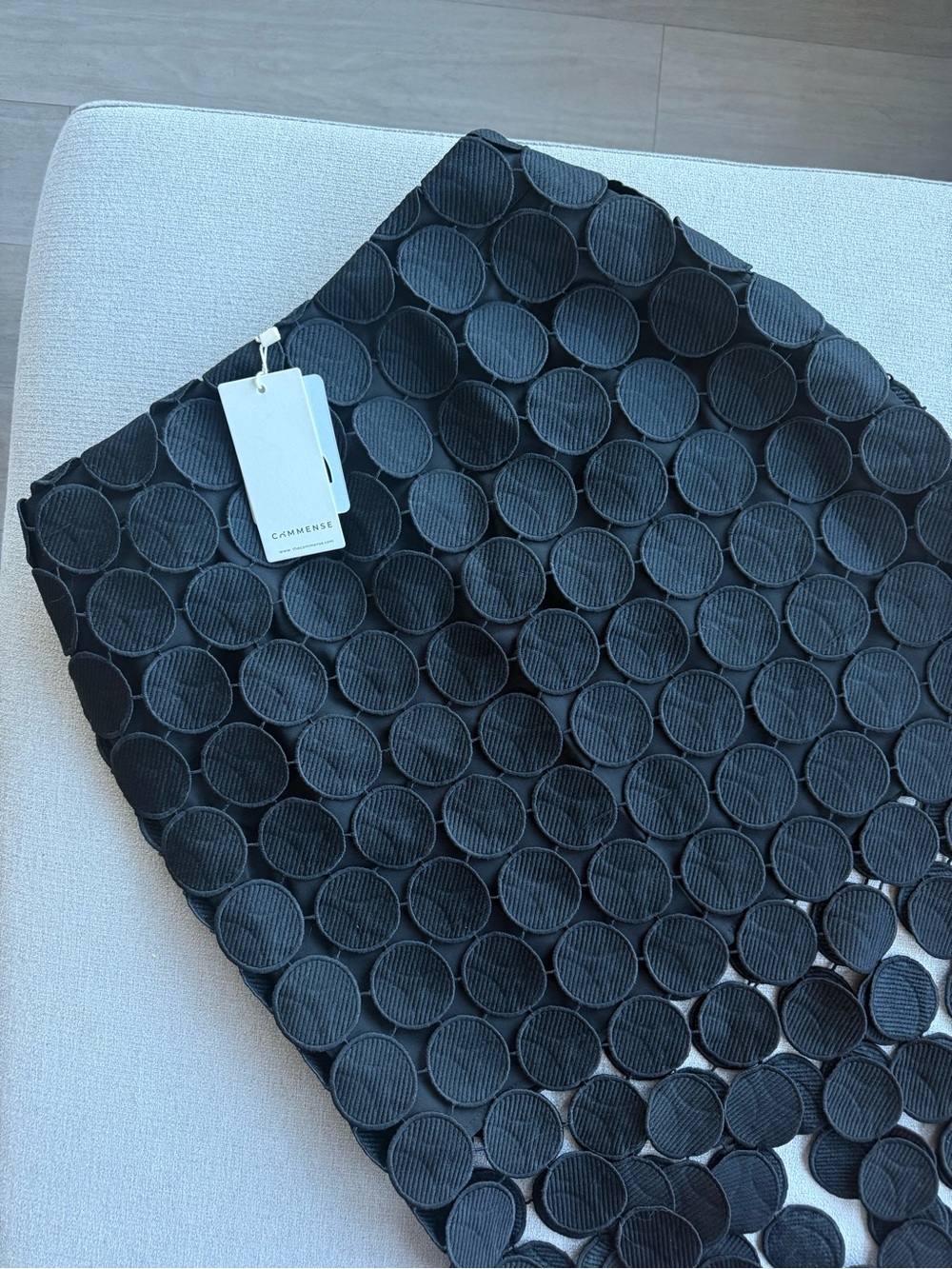 Commense Black Laser-Cut Circle Overlay Midi Skirt - Picture 4 of 6